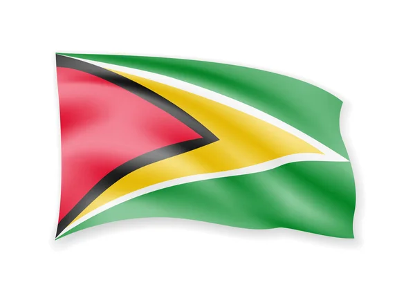 Sventolando Bandiera Della Guyana Sul Bianco Bandiera Nel Vettore Del — Vettoriale Stock