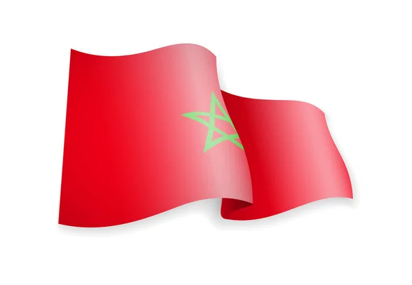 Flaga Maroka Wietrze Flaga Białe Tło Wektor Ilustracja — Wektor stockowy
