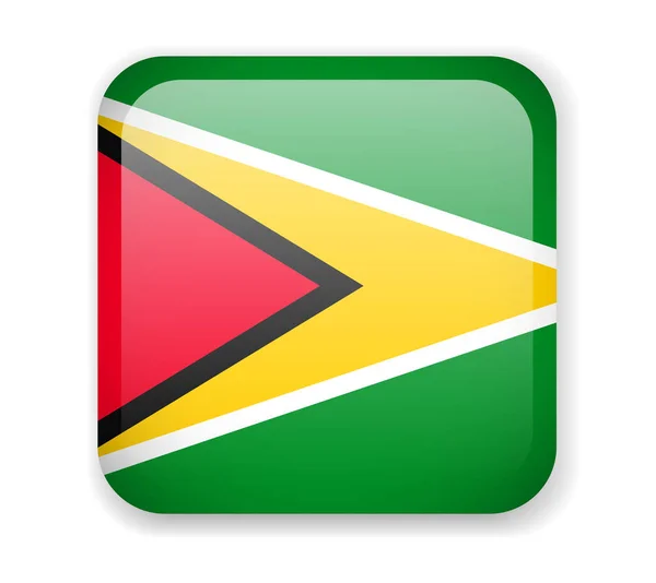 Гайанский Флаг Яркая Квадратная Икона Векторная Миграция — стоковый вектор