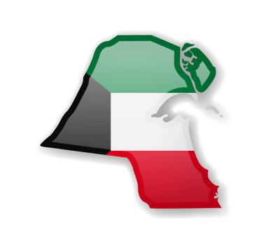 Kuveyt bayrağı ve anahat beyaz bir arka plan üzerinde ülkenin. Vektör çizim.