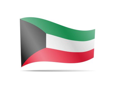 Kuveyt bayrağı rüzgarda sallayarak. Beyaz arka plan vektör çizim üzerinde bayrak