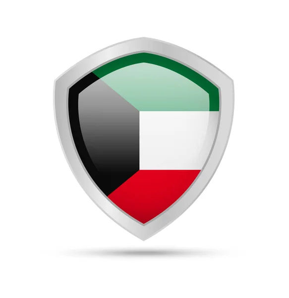 Щит Кувейту Прапор Білому Тлі Векторні Ілюстрації — стоковий вектор