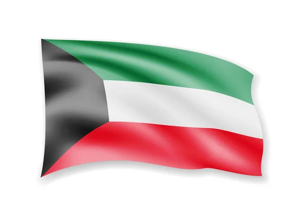 Ondeando Bandera Kuwait Blanco Bandera Ilustración Del Vector Viento — Archivo Imágenes Vectoriales