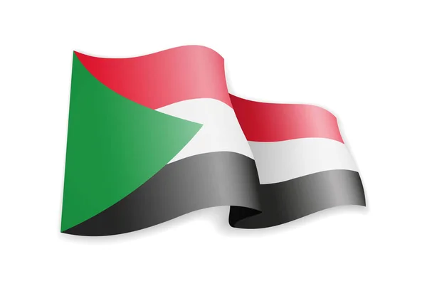 Sudan Flag Wind Flag White Background Vector Illustration — Stock Vector