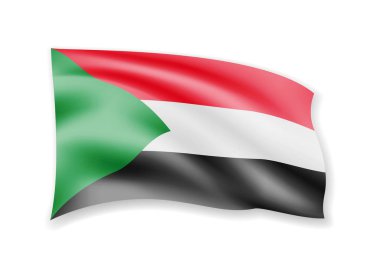 Beyaz Sudan bayrağı sallayarak. Rüzgar vektör çizim bayrak.