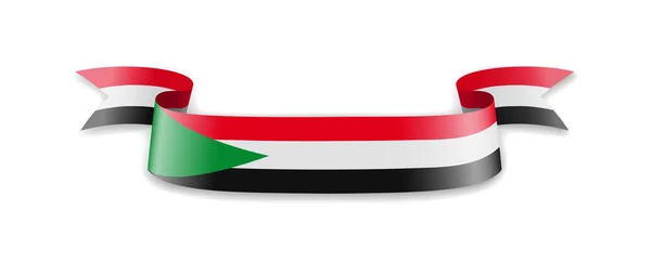 Sudan Flag Form Wave Ribbon Vector Illustration — Stock Vector