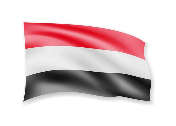 Acenando Bandeira Iêmen Branco Bandeira Ilustração Vetor Vento — Vetor de Stock