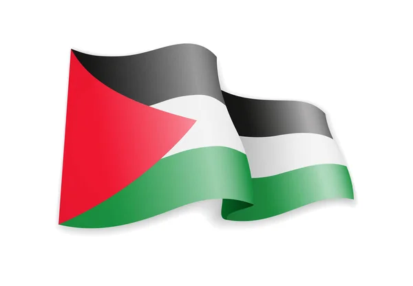 Bandeira Palestina Vento Bandeira Sobre Fundo Branco Ilustração Vetorial — Vetor de Stock