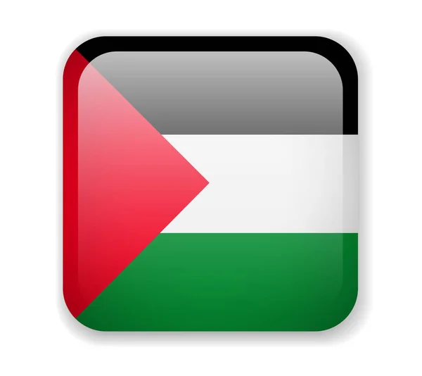 Bandeira da Palestina ícone quadrado brilhante em um fundo branco — Vetor de Stock