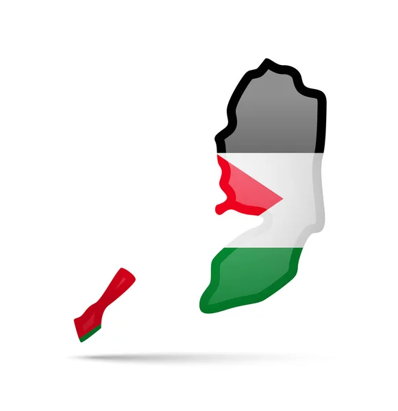 巴勒斯坦旗子和国家的概述在白色背景. — 图库矢量图片