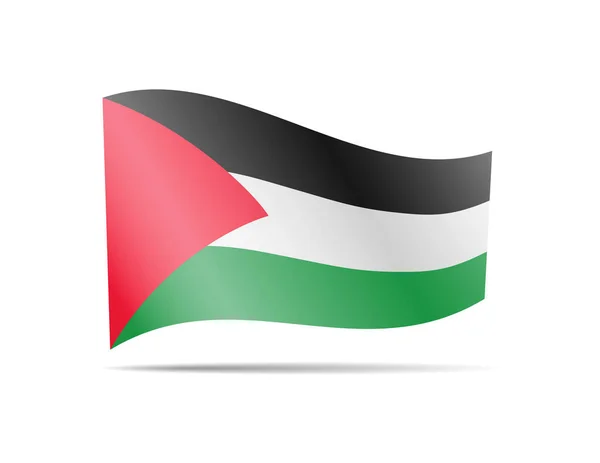 Palestina Vlag Zwaaien Wind Vlag Witte Achtergrond Vectorillustratie — Stockvector