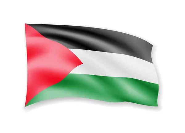 Acenando Bandeira Palestina Branco Bandeira Ilustração Vetor Vento — Vetor de Stock