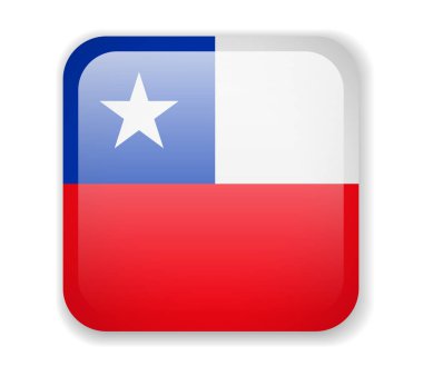 Şili bayrağı beyaz bir arka plan parlak kare simgesini