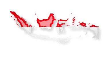 Endonezya bayrağı ve Anahat Beyaz bir arka plan üzerinde ülkenin.