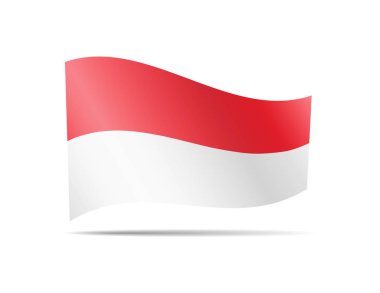 Endonezya bayrağı rüzgarda sallayarak. Beyaz vektör çizim üzerinde bayrak