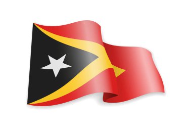 Rüzgar Doğu Timor bayrağı. Beyaz vektör çizim üzerinde bayrak