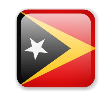 Doğu Timor bayrağı beyaz bir arka plan parlak kare simgesini