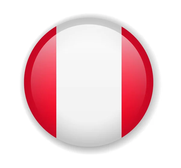 Bandera de Perú redonda icono brillante sobre fondo blanco — Archivo Imágenes Vectoriales