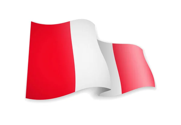 Прапор Перу на вітрі. Прапор на білий Векторні ілюстрації — стоковий вектор