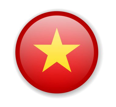 Vietnam bayrak beyaz bir arka plan üzerinde parlak simge yuvarlak