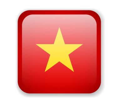 Vietnam bayrak beyaz bir arka plan parlak kare simgesini