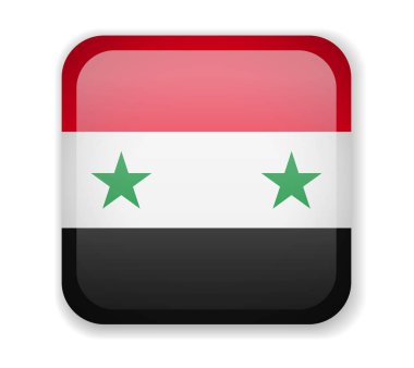 Suriye bayrağı beyaz bir arka plan parlak kare simgesini