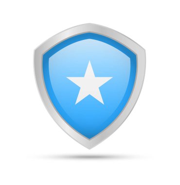 Beyaz arka plan üzerinde Somali bayrağı ile kalkan.