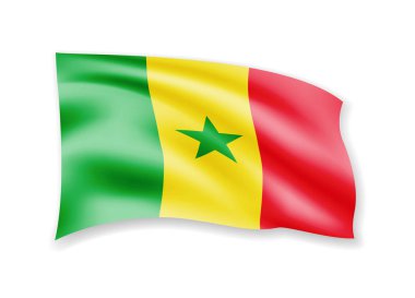 Senegal bayrak beyaz sallayarak. Rüzgardaki bayrak.