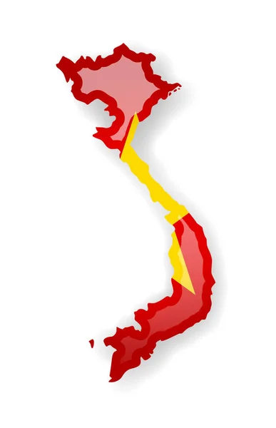 Vietnam bayrağı ve Anahat Beyaz bir arka plan üzerinde ülkenin. — Stok Vektör