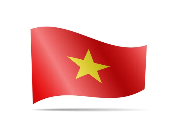 Ondeando la bandera de Vietnam en el viento. Bandera en la ilustración del vector blanco — Vector de stock
