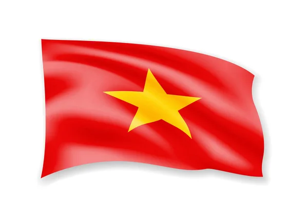 Ondeando la bandera de Vietnam en blanco. Bandera en el viento . — Vector de stock