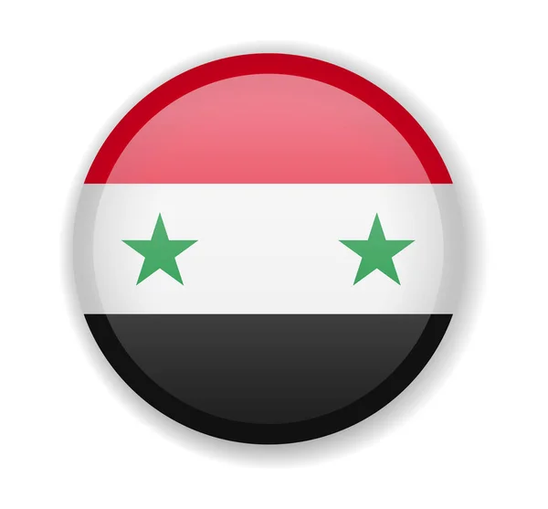 Bandera de Siria redonda icono brillante sobre un fondo blanco — Vector de stock