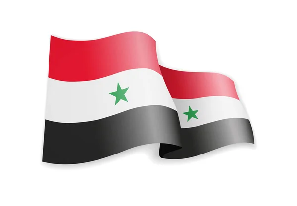 Siria bandiera nel vento. Bandiera su illustrazione vettoriale bianca — Vettoriale Stock