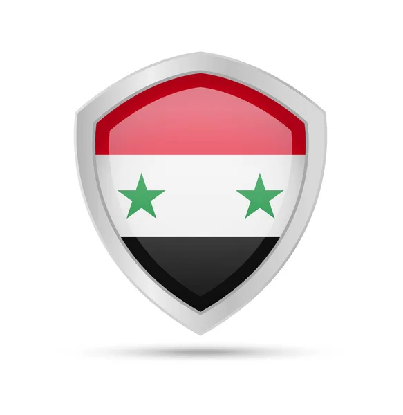 Shield with Syria flag on white background. — Stock Vector