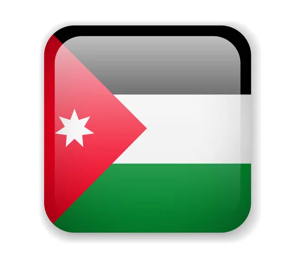 Bandeira da Jordânia ícone quadrado brilhante em um fundo branco — Vetor de Stock