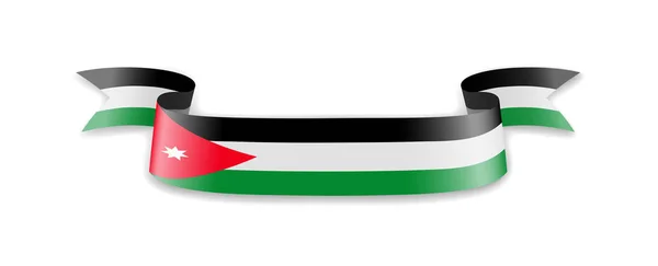 Bandeira da Jordânia sob a forma de fita de onda . — Vetor de Stock