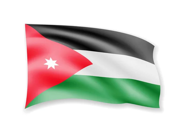 Acenando bandeira da Jordânia em branco. Bandeira ao vento . — Vetor de Stock