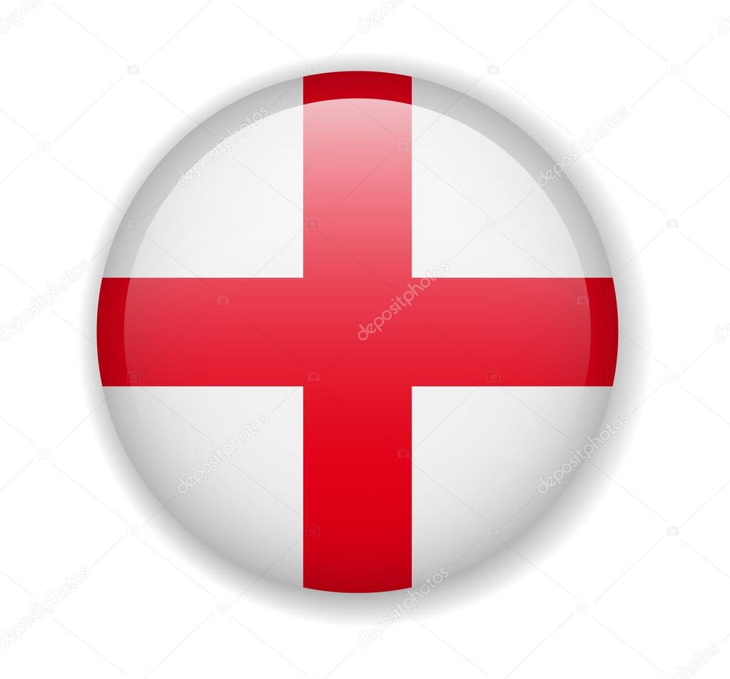 England flag round bright icon on a white background