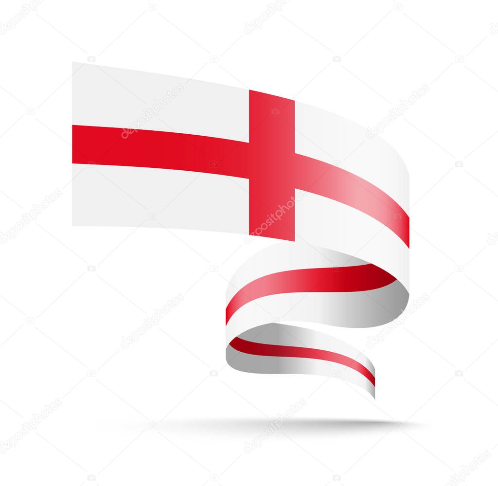 England flag in the form of wave ribbon.