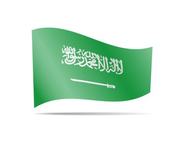 Suudi Arabistan bayrağı rüzgarda sallayarak. Beyaz vektör çizim üzerinde bayrak