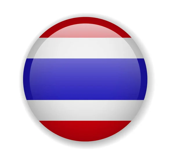 Bandeira da Tailândia redonda ícone brilhante em um fundo branco —  Vetores de Stock