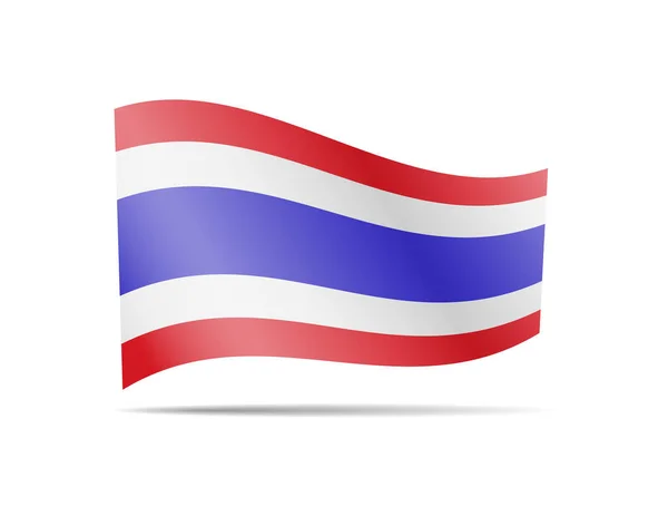 A acenar com a bandeira da Tailândia. Bandeira na ilustração do vetor branco — Vetor de Stock
