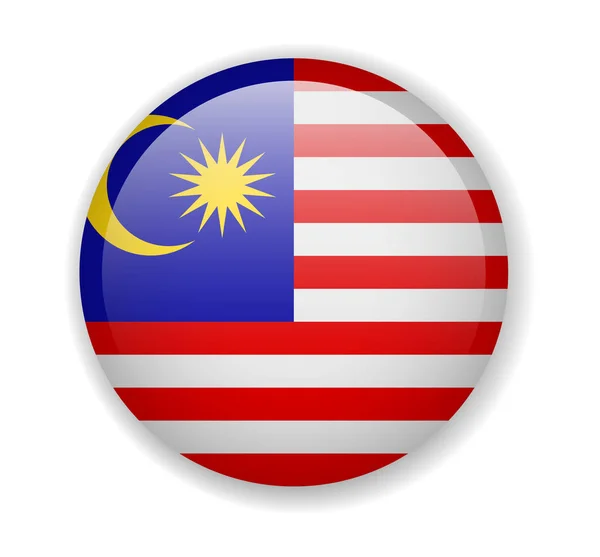 Bandera de Malasia redonda icono brillante sobre un fondo blanco — Archivo Imágenes Vectoriales
