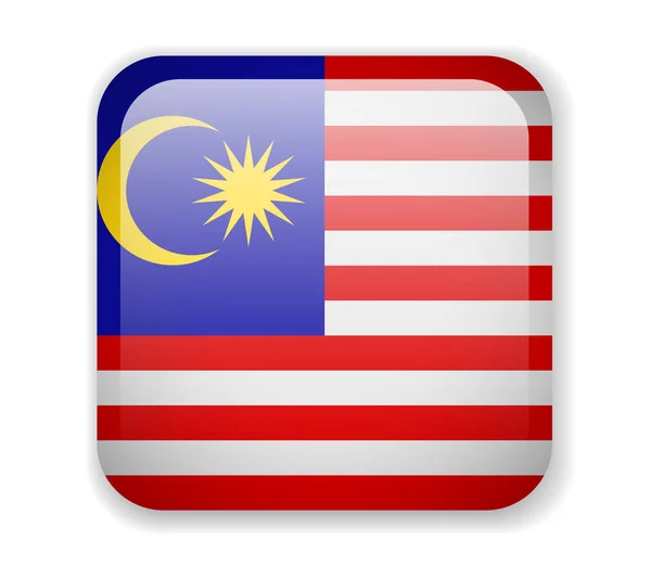 Malaysia flag bright square icon on a white background — Stock Vector