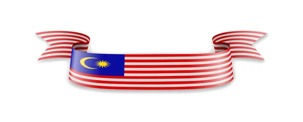 Malaysia flag in the form of wave ribbon. — Stock Vector