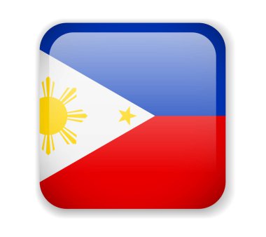 Filipinler bayrağı beyaz bir arka plan parlak kare simgesini