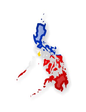 Filipinler bayrağı ve Anahat Beyaz bir arka plan üzerinde ülkenin.