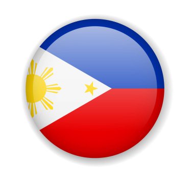 Filipinler bayrağı parlak simgesi beyaz bir arka plan üzerinde yuvarlak