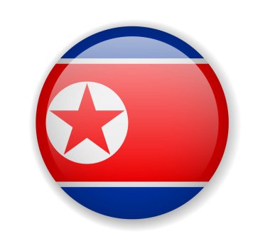 Kuzey Kore bayrağı parlak simgesi beyaz bir arka plan üzerinde yuvarlak