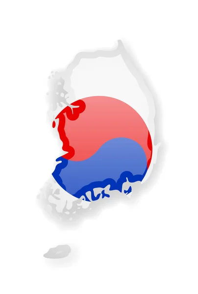 Прапор Південної Кореї і структури країни на білому фоні. — стоковий вектор